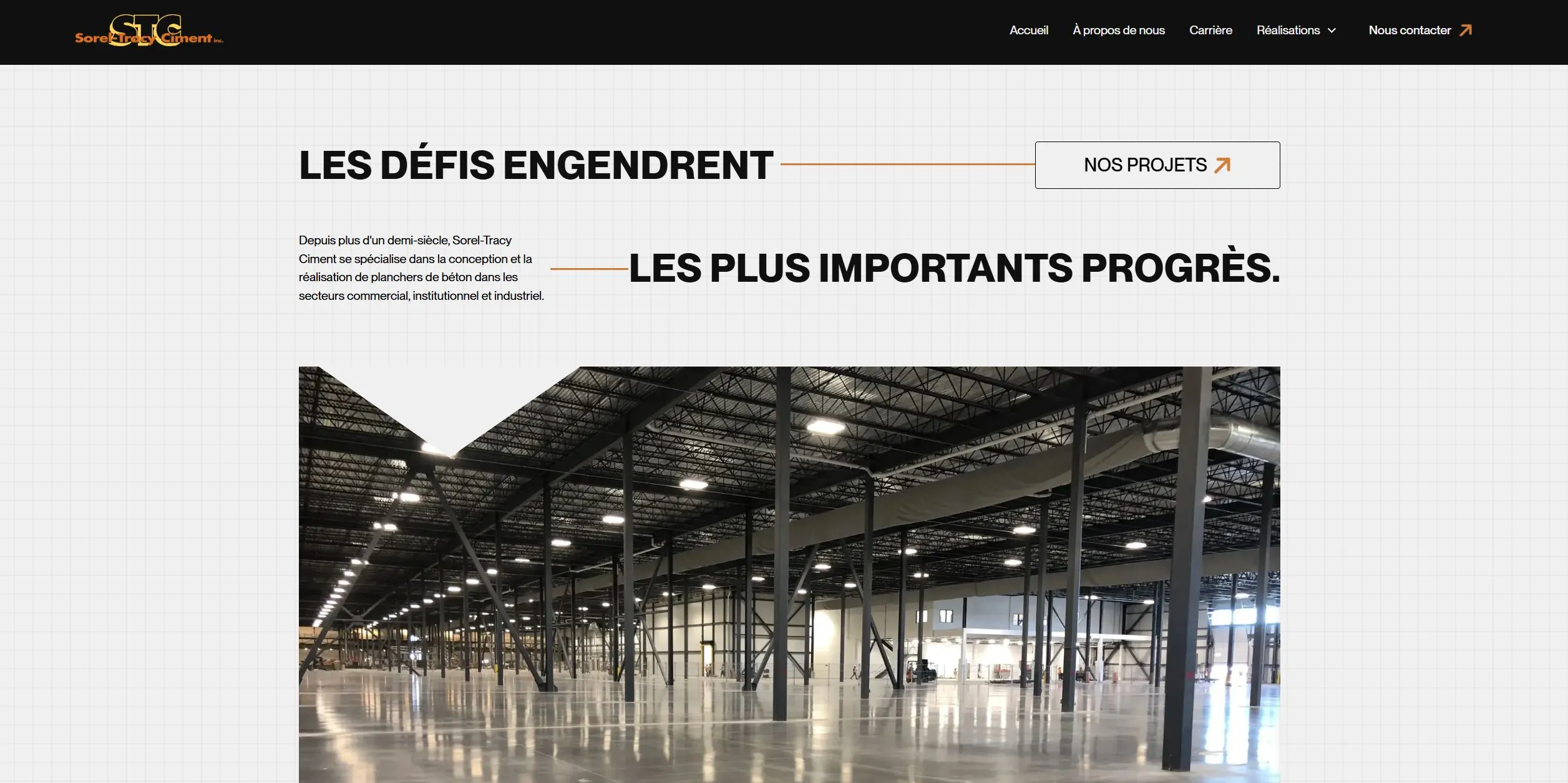 Site web de Sorel-Tracy Ciment après la refonte